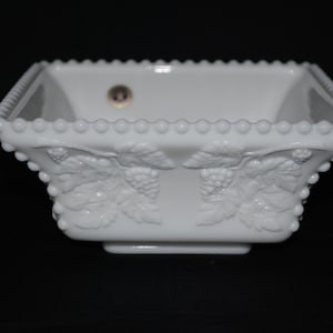 Westmoreland Milk Glass Paneled Grape Square Dish