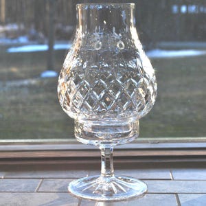 Rogaska Acid Etched Flowers and Cut Crystal Hurricane Lamp with Globe in the Gallia Pattern.