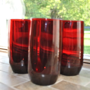 Anchor Hocking Newport Royal  Ruby Red 12 ounce Water Glasses