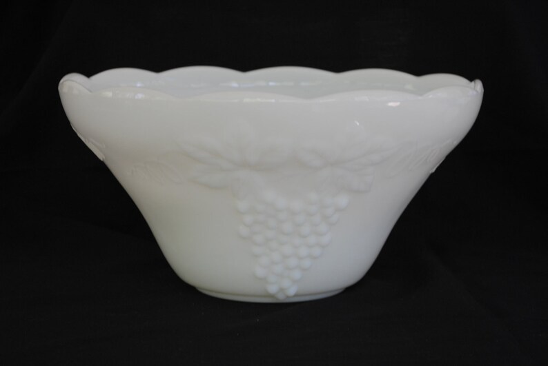 Anchor Hocking Milk Glass Punch Bowl Set 12 Cups Ladle and Etsy