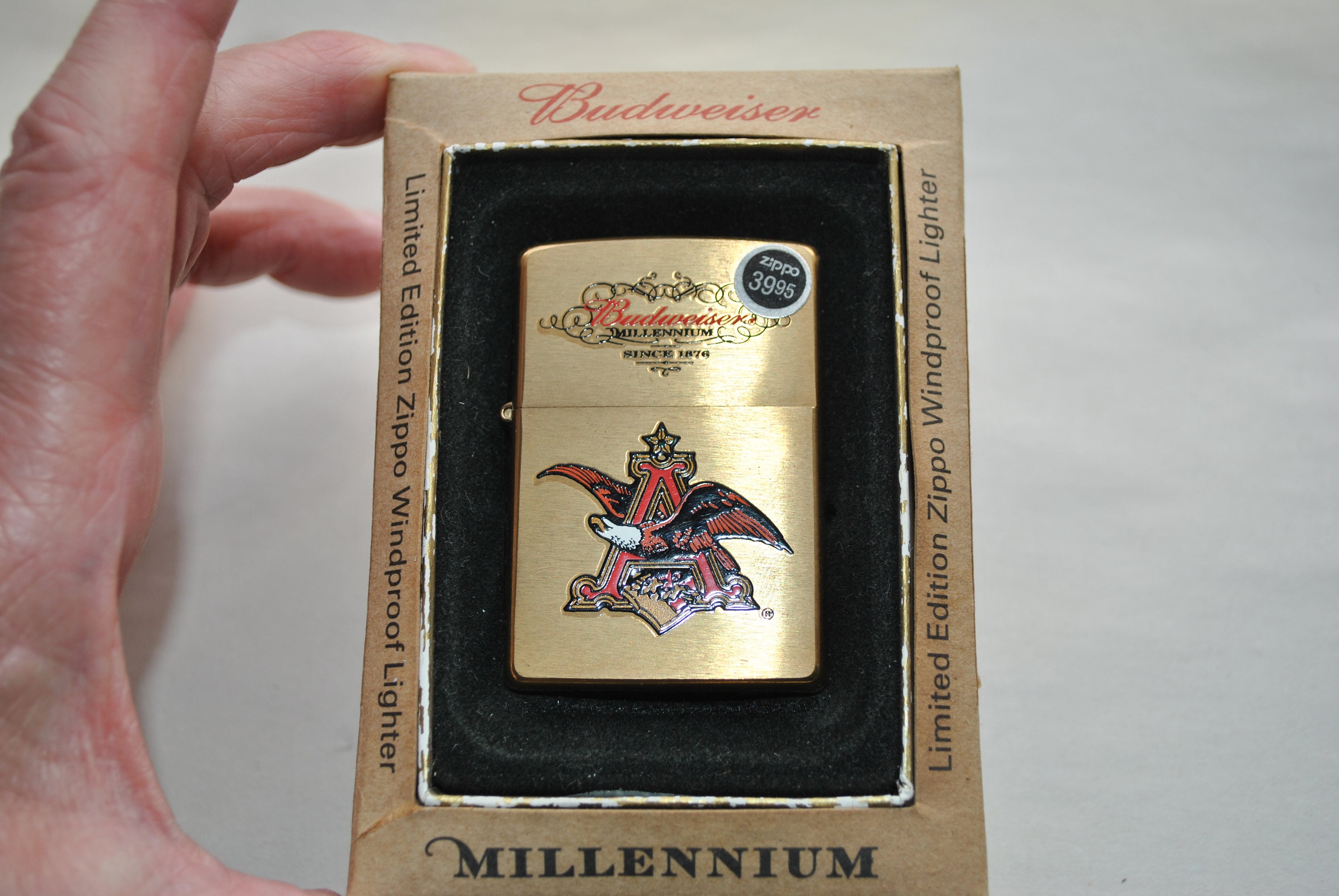 Zippo Budweiser Millennium Brass Case Lighter USA Made in Bradford 