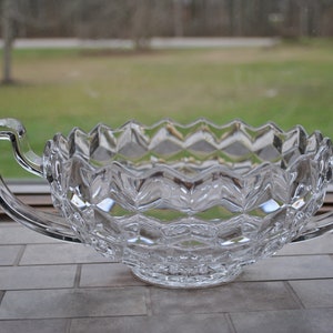 Fostoria Handled Trophy Bowl in The Clear American Pattern.
