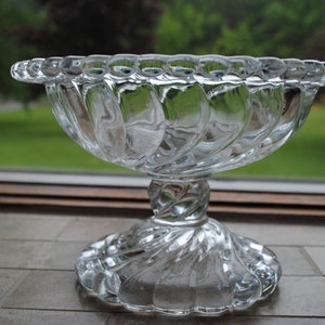 Fostoria Clear Colony Pattern Small Comport in Swirl Design