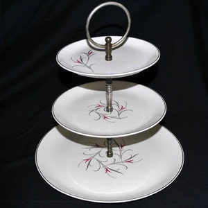 3 Tier Salem  Simplicity Pink Serving, Tidbit Tray
