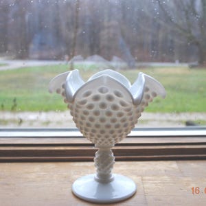 Fenton Milk Glass Star Hobnail 5&quot; Jam/Jelly Footed Comport