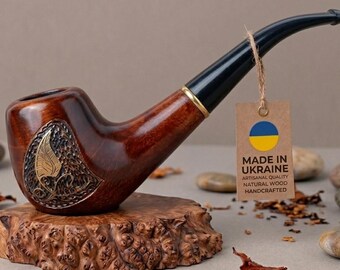 Smoking Pipe Wooden - Tobacco Pipe, Hand Carved Pear Wood, Unique Gift for Men, Handmade, Classic Design, Collectible Series