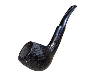 Wooden Tobacco Smoking pipe "Dublin" Handmade, Rusticated Black