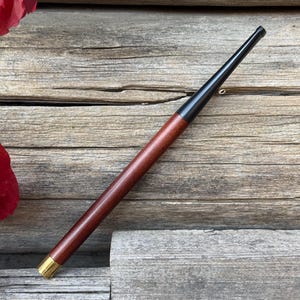 6.7 " Long Wooden Cigarette Holder for Ladies, Regular Cigarettes, Brass Tip, 1920s Style