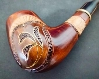 Smoking Pipe Wooden - Palm - Tobacco Pipe, Hand Carved Pear Wood, Unique Gift for Men, Handmade, Classic Design, Collectible Series
