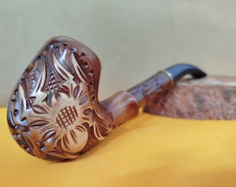 Hand Carved Wooden Tobacco Pipe Unique Spider Design Artisan Pipe Handmade Collectible Gift for Him Gothic Style Smoking Accessory