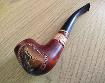 Smoking Pipe Wooden - Hand Carved Pear Wood, Unique Gift for Men, Handmade, Classic Design, Collectible Series