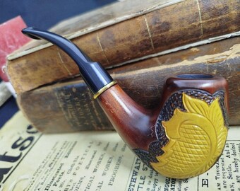 Smoking Pipe Wooden - Classic Design - Tobacco Pipe, Hand Carved Pear Wood, Unique Gift for Men, Handmade