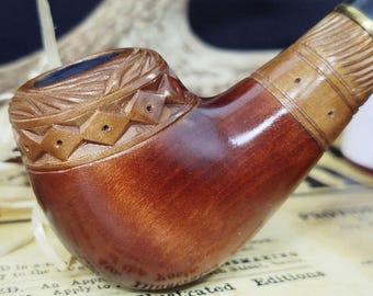 Smoking Pipe Wooden - Hand Carved Pear Wood, Unique Gift for Men, Handmade, Classic Design, Collectible Series