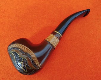 Smoking Pipe Wooden - Hand Carved Pear Wood, Unique Gift for Men, Handmade, Classic Design, Collectible Series