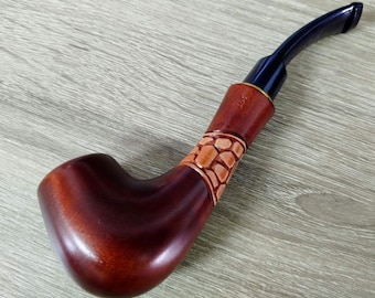 Classic Long Hand-Carved Pipe with Honeycomb Relief, 9mm Ready – Premium Gift for Him, Boss, or Loved One