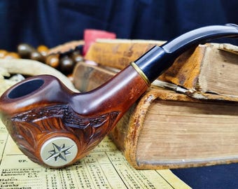 Wooden Tobacco Smoking Pipe - STAR - Hand crafted from solid wood