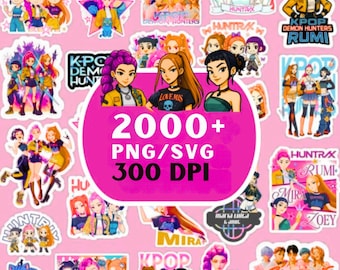 KPOP Demon Hunters Bundle Png, Kpop Idol Group SVG Girl Dinner PNG, Saja Boys Girls Bands Huntrix Birthday Fans Sublimation Png