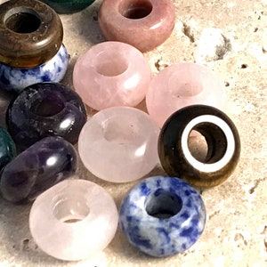 Boho Dread Bead Set, Dreadlock Gemstone Amethyst, Rose Quartz, Tiger Eye, Agate, Large Hole Dread Accessories Dread Jewelry Assorted