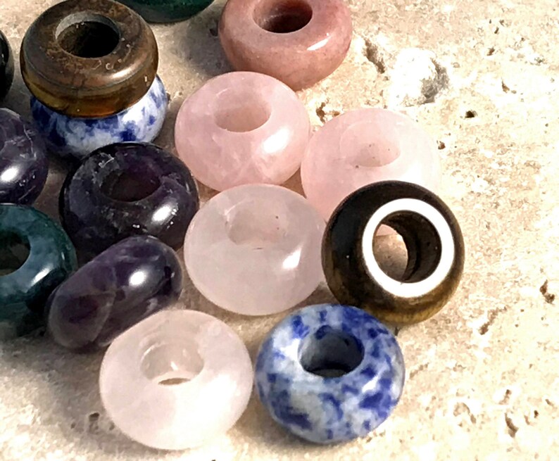 Boho Dread Bead Set, Dreadlock Gemstone Amethyst, Rose Quartz, Tiger Eye, Agate, Large Hole Dread Accessories Dread Jewelry Assorted