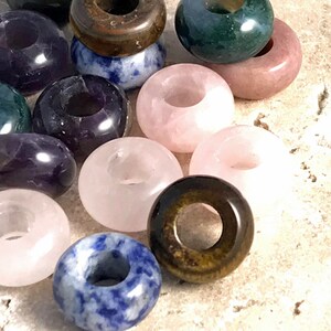 Boho Dread Bead Set, Dreadlock Gemstone Amethyst, Rose Quartz, Tiger Eye, Agate, Large Hole Dread Accessories Dread Jewelry image 1