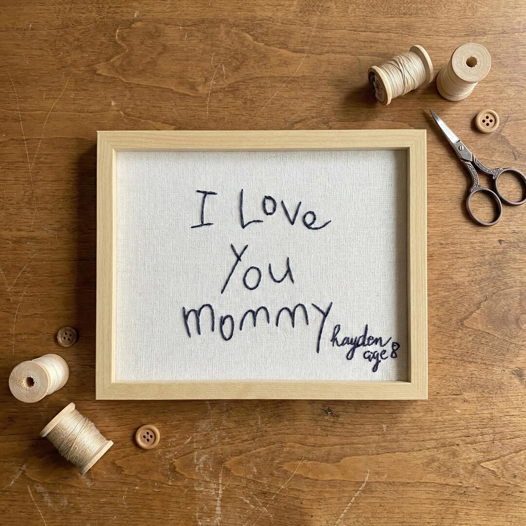 Personalized Handwriting Hand Embroidery Sign, Custom Embroidered ...
