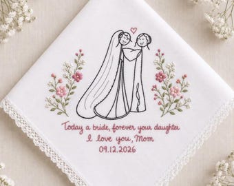 Custom Listing - Hand-Embroidered Wedding Handkerchief