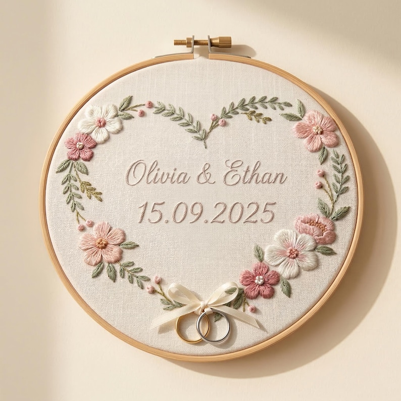 Wedding Anniversary Embroidery Hoop, Custom Couple Names & Date ...