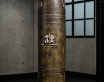 Old School Rindsleder Boxsack | Hochleistungsboxen & MMA Trainingstasche | Vintage Kickboxen Kampfsport Kimonotasche