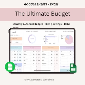 Budget Planner Spreadsheet | Google Sheets & Excel Budget Template | Monthly Budget Tracker | Expense Tracker | Bill Tracker Paycheck Budget