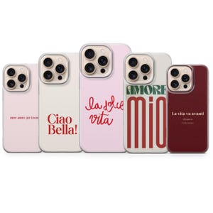 Italian Quotes Phone Case Amore Ciao Italy Cover voor iPhone 17 Pro Max, 16e,15,14,13 & Samsung S25 Ultra, S24 FE, A56, A16, Pixel 10 XL,9a,8,7