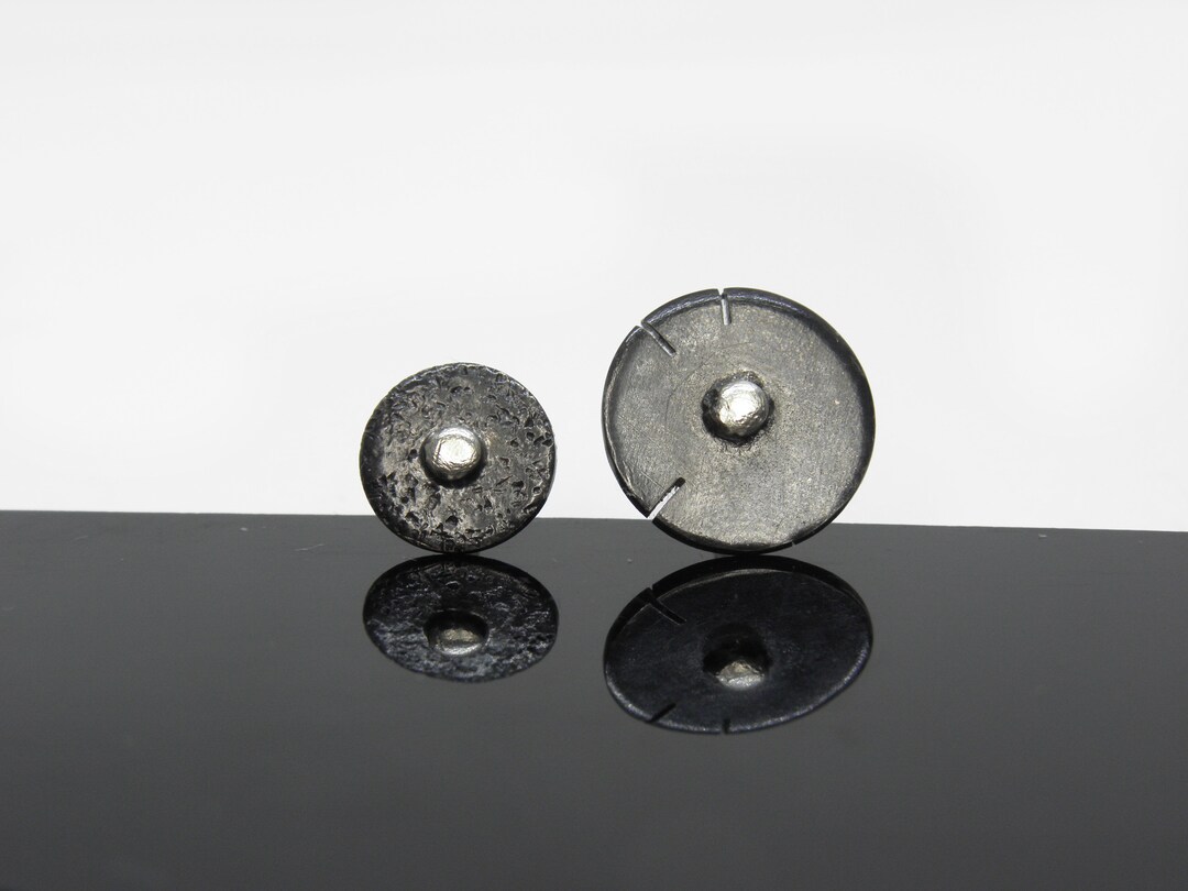 Mismatched Stud Earrings Blackened Sterling Silver Modernist - Etsy