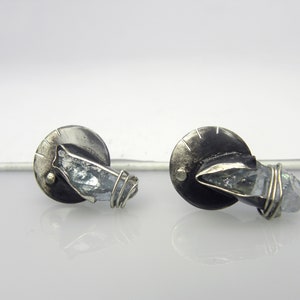 UNIEKE oorknopjes, aquamarijn sieraden zilveren oorbellen, gebeeldhouwde oorbellen, blauwe sieraden, ruwe stenen oorbellen, stenen oorbellen afbeelding 5