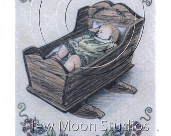Baby in Cradle Card (set of 12)