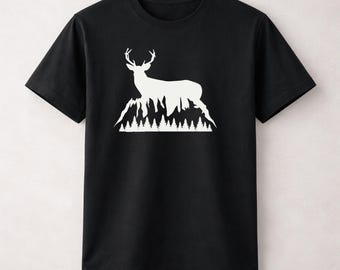 Minimalist Deer Hunting T-Shirt, Buck Silhouette Graphic Tee