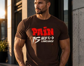 Camiseta de academia "A Dor É a Minha Linguagem" - Motivação para Treino, Fitness e Musculação - Presente