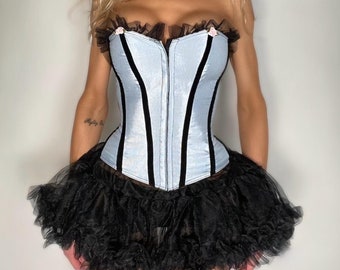 Corsetto Fairy-Core Small Coquette color pervinca - Vintage anni '90, prodotto negli Stati Uniti
