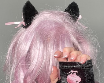 Juego de orejas con pinza para el pelo de gatito peludo Y2K, accesorio de cosplay coqueto