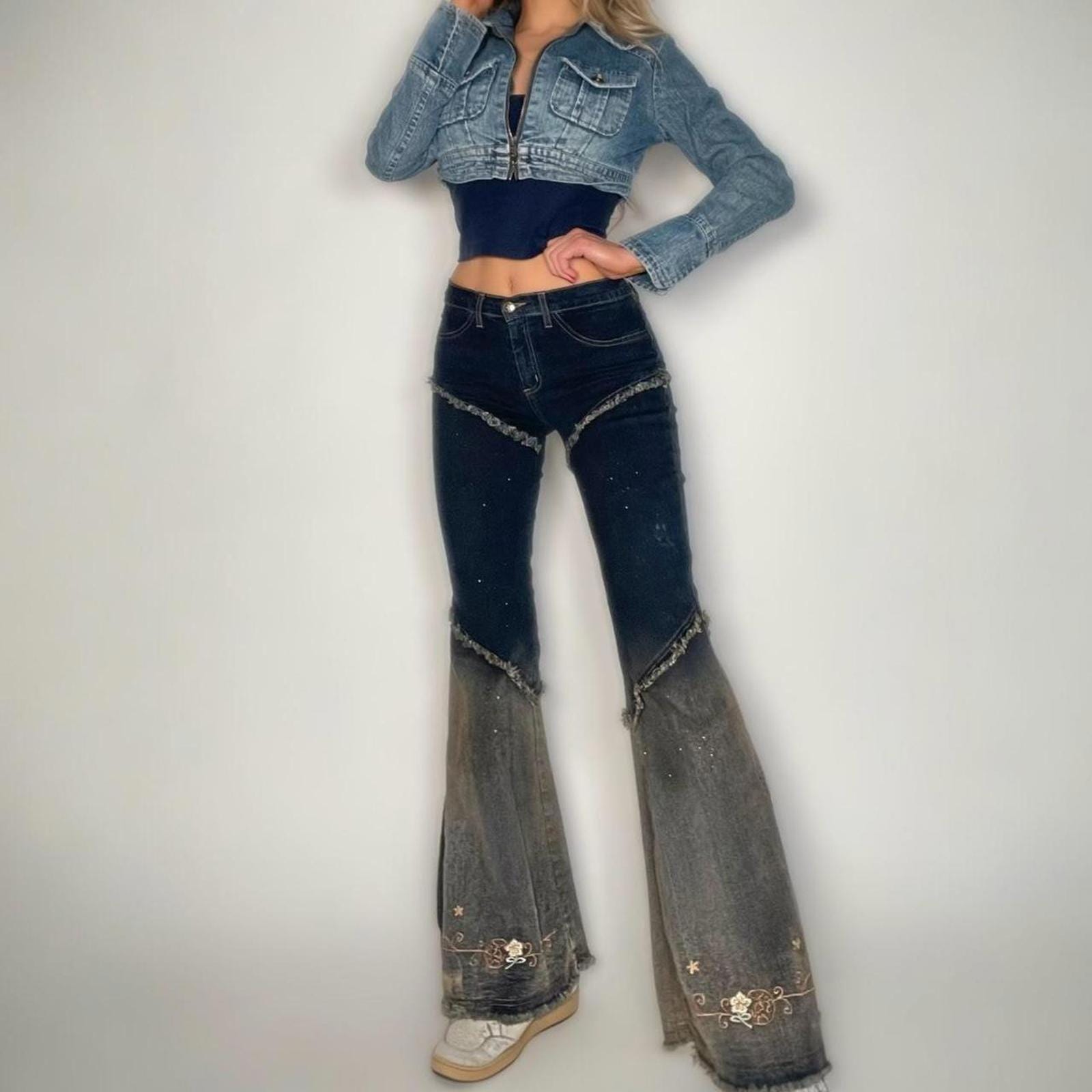 Y2k Glitter Jeans - Etsy