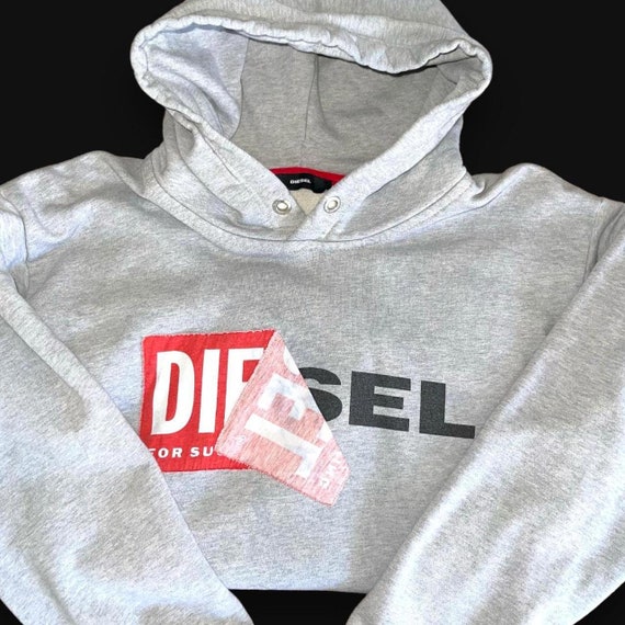 スウェット・トレーナー DIESEL HOODED COTTON SWEATSHIRT WITH LOGO PATCH Diesel Hoodie XS, Y2K, Archive, Peel Embroidered Logo Patch