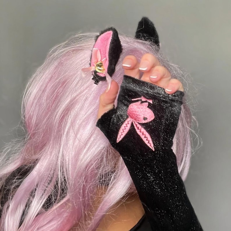 Conjunto de disfraz de cosplay de gatita sexy de la marca Playboy Y2K genuino imagen 6