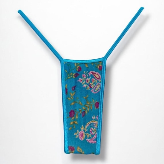 Y2K G-String Thong Bikini Bottom – Sheer Blue Mes… - image 1