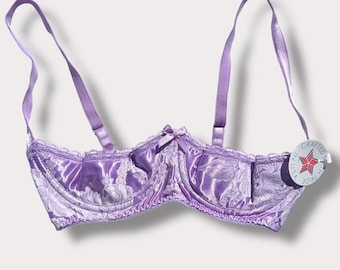 Lilac Push-Up Lacey Bra | Small, Medium, Satin Lingerie | Underbust Dirndl, USA-Made Coquette Vintage