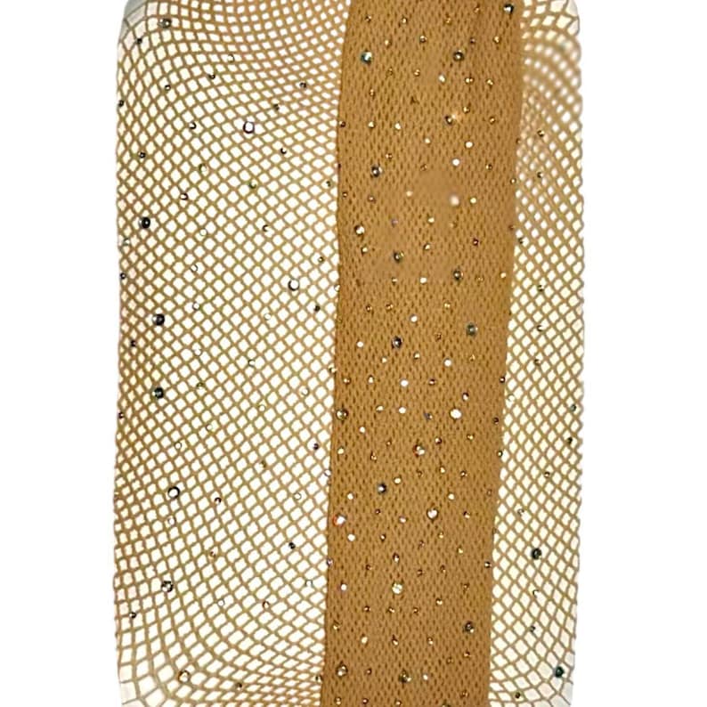 Diamanté Embellished Beige | Espresso, Fishnet Pantyhose Curve-Clinging Tights, Coquette Beige