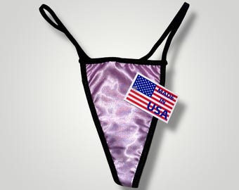 Perizoma a vita alta in raso lilla anni '90 / Lingerie vintage prodotta negli Stati Uniti / Regalo