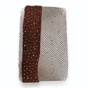 Diamanté Embellished Beige | Espresso, Fishnet Pantyhose Curve-Clinging Tights, Coquette Espresso