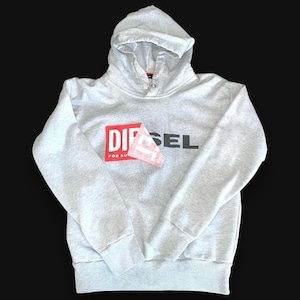 Diesel Hoodie XS, Y2K, Archive, Peel Embroidered Logo Patch, Grey, RARE