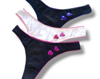 Perizoma olografico a forma di cuore Y2K / Regalo civettuolo per San Valentino / Vintage a 3 colori, nuovo di zecca