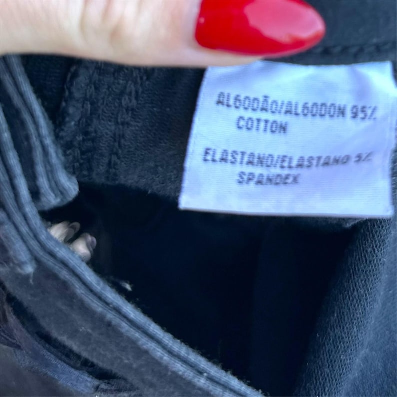 Y2K Low-Rise Lace-Up Bootcut Jeans XS Stretch Denim Cutout Rhinestone McBling Vintage Pants image 6