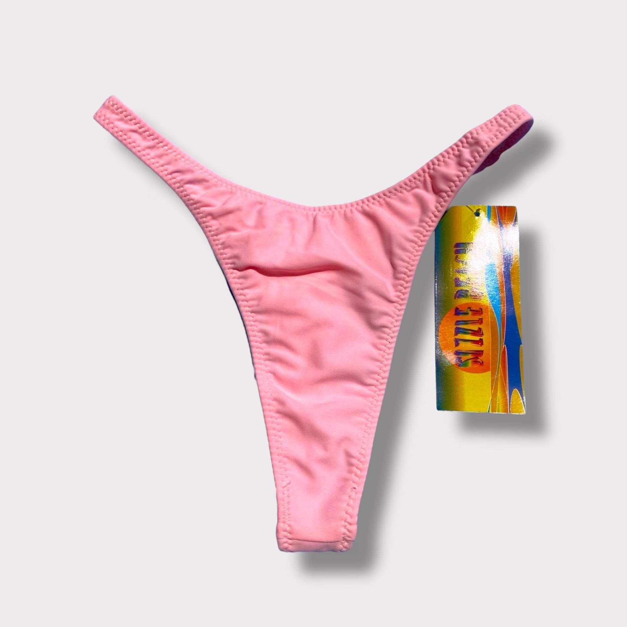 90s Large Retro Swimsuit Pastel Pink Flattering Thong Bikini Bottom, Coquette