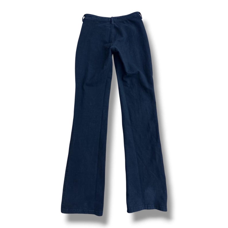 Y2K Low-Rise Lace-Up Bootcut Jeans XS Stretch Denim Cutout Rhinestone McBling Vintage Pants image 5